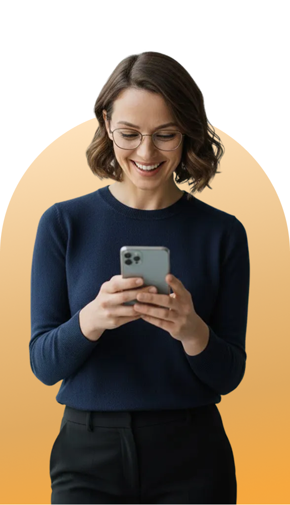Woman checking campaign results on her phone