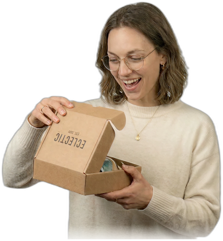 Shopper unboxing a D2C order engaged through CampaignHQ